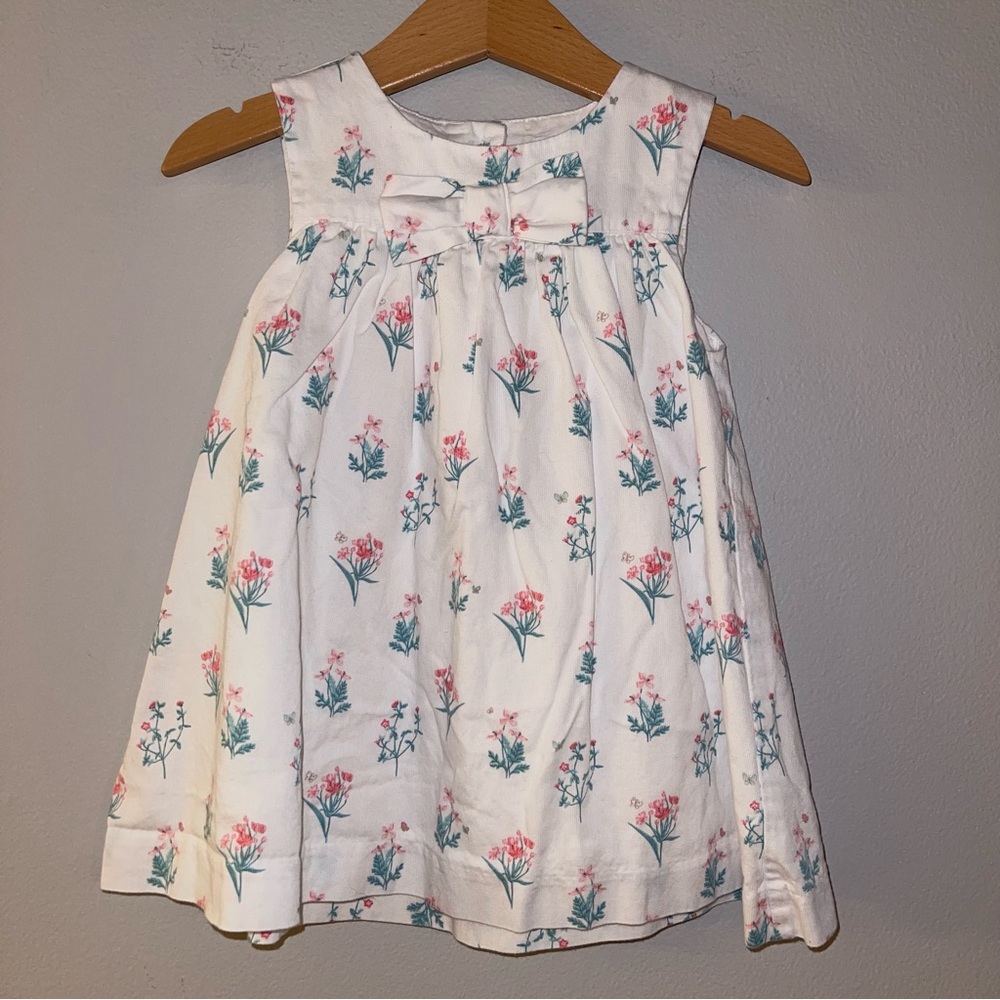 Janie and Jack Sleeveless Dress Baby Girl Toddler White Floral  18-24 months